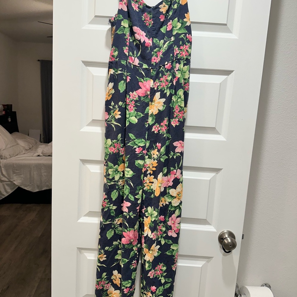 Old Navy Navy Floral Jumpsuit